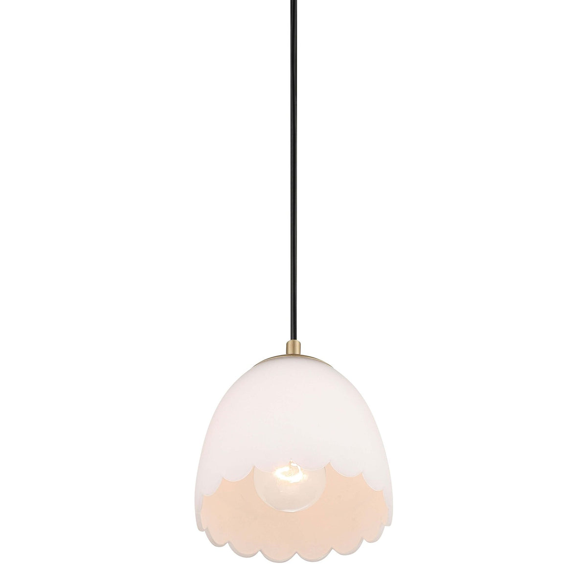 Golden Lighting Dorinda 6.5in 1-Light Pendant | Country Farmhouse Brushed Champagne Brass and Opal Glass | Kitchen Island | Model 6954-M1L BCB-OP