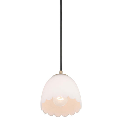 Golden Lighting Dorinda 6.5in 1-Light Pendant | Country Farmhouse Brushed Champagne Brass and Opal Glass | Kitchen Island | Model 6954-M1L BCB-OP