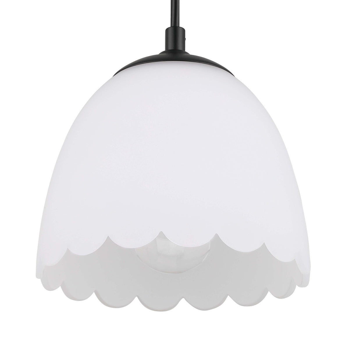 Golden Lighting Dorinda 6in 1-Light Pendant | Country Farmhouse Matte Black and Opal Glass | Kitchen Island & Dining Nook | Model 6954-M1L BLK-OP