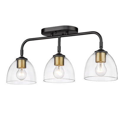 Golden Lighting Roxie 3 Light Semi-Flush, Black/Clear