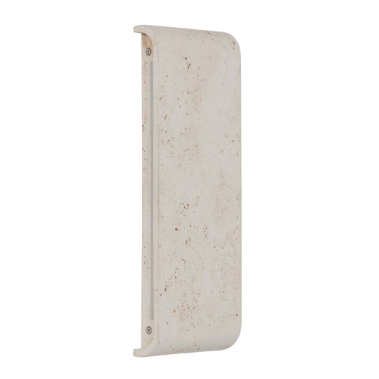 Golden Lighting Stela 16in Integrated LED Outdoor Wall Light | Modern White Travertine Concrete | Entryway & Patio | Model 7280-OWL16 WT