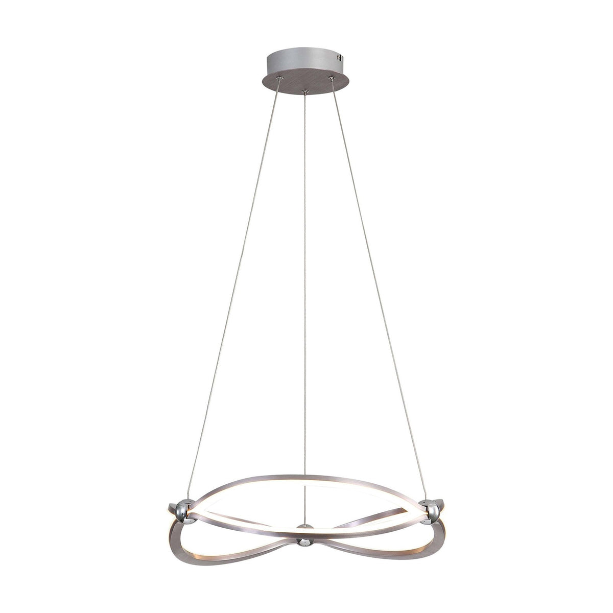 Golden Lighting Spirale 19in LED Ring Chandelier | Modern Satin Nickel Aluminum and Steel | Dining Room & Foyer | Model 7916-19 SNC