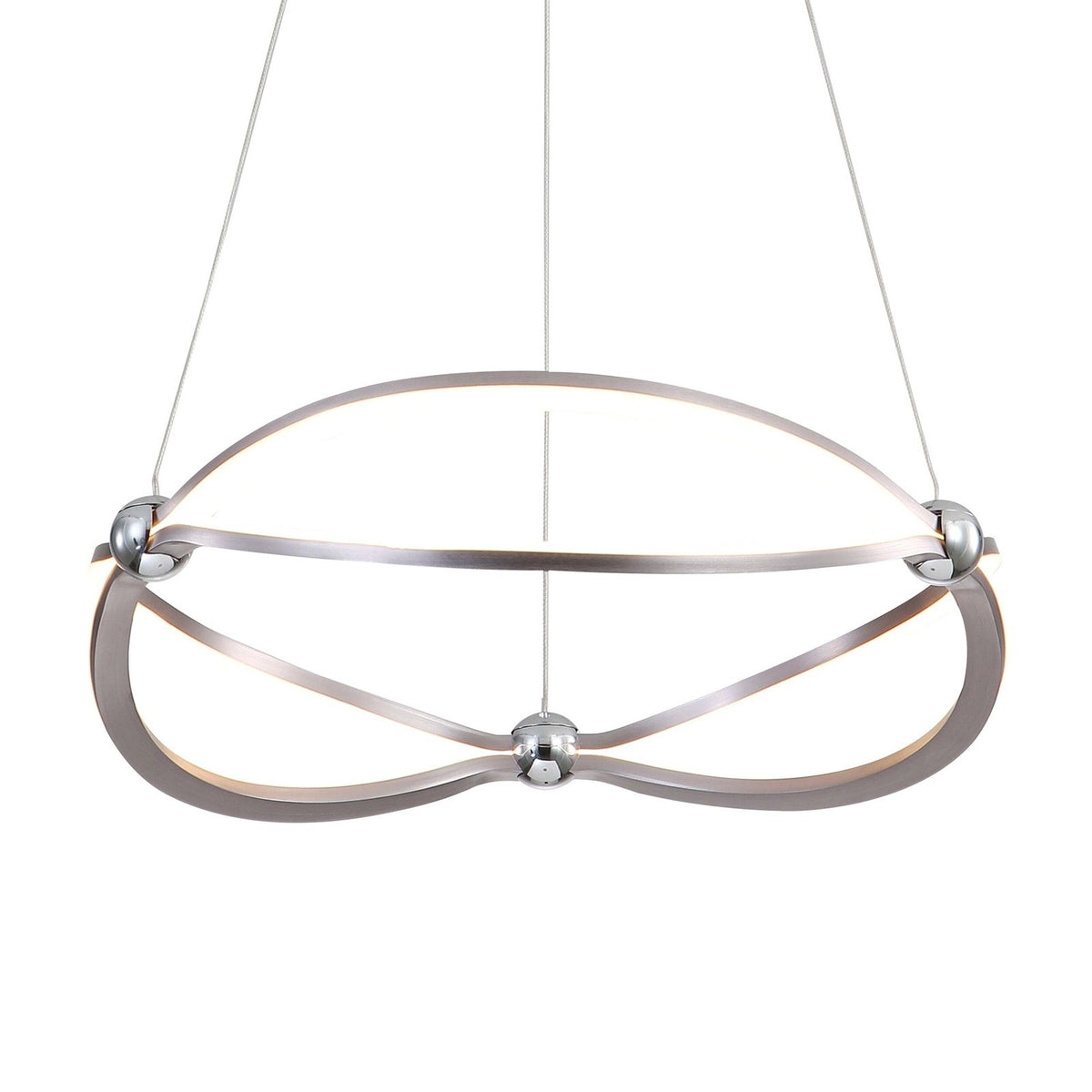 Golden Lighting Spirale 19in LED Ring Chandelier | Modern Satin Nickel Aluminum and Steel | Dining Room & Foyer | Model 7916-19 SNC