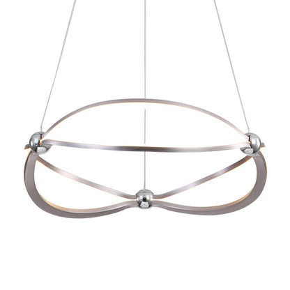 Golden Lighting Spirale 19in LED Ring Chandelier | Modern Satin Nickel Aluminum and Steel | Dining Room & Foyer | Model 7916-19 SNC