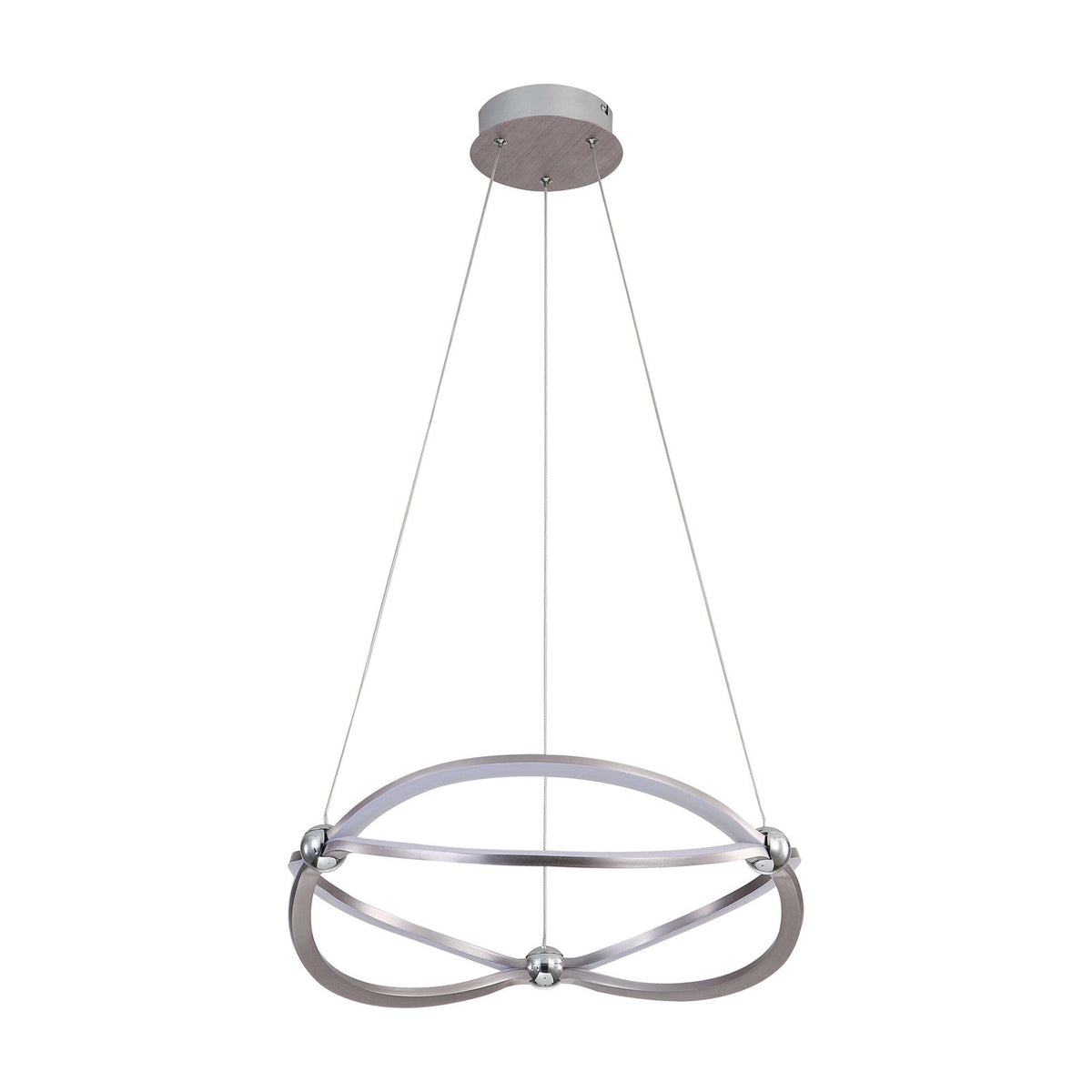 Golden Lighting Spirale 19in LED Ring Chandelier | Modern Satin Nickel Aluminum and Steel | Dining Room & Foyer | Model 7916-19 SNC