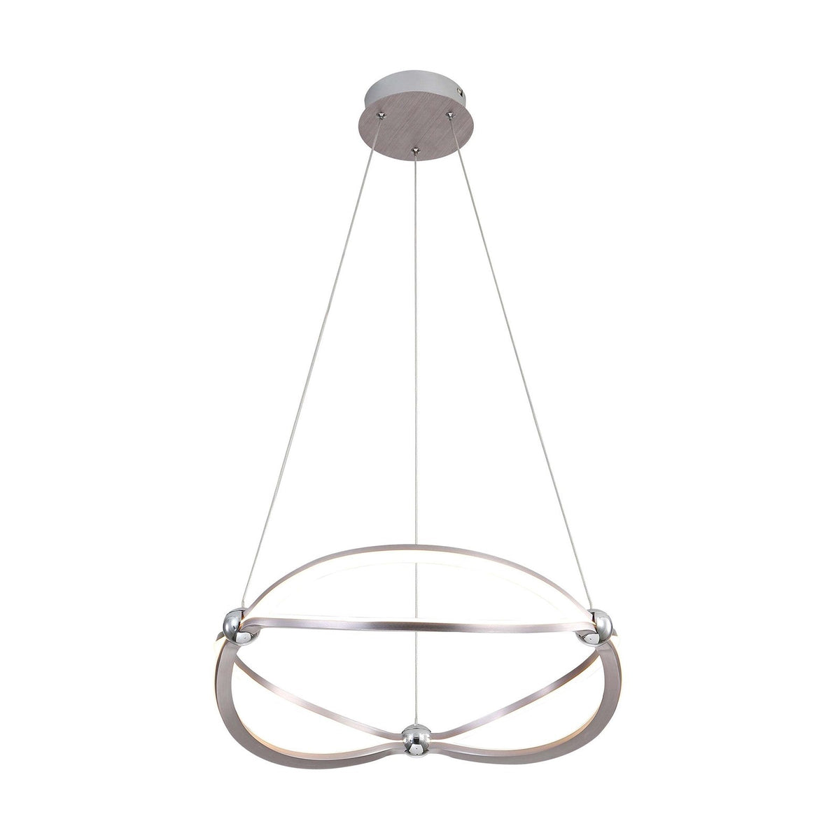 Golden Lighting Spirale 19in LED Ring Chandelier | Modern Satin Nickel Aluminum and Steel | Dining Room & Foyer | Model 7916-19 SNC