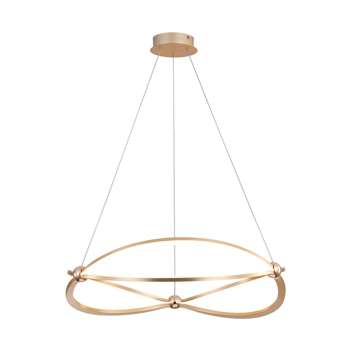 Golden Lighting Spirale 24in Integrated LED Chandelier | Modern Anodized Gold Aluminum and Steel | Dining Room & Foyer | Model 7916-24 AGL