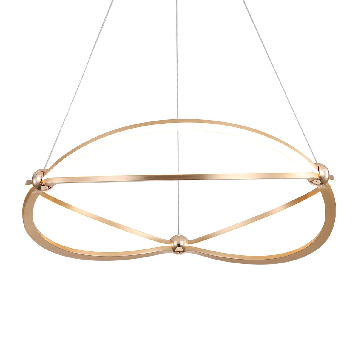 Golden Lighting Spirale 24in Integrated LED Chandelier | Modern Anodized Gold Aluminum and Steel | Dining Room & Foyer | Model 7916-24 AGL