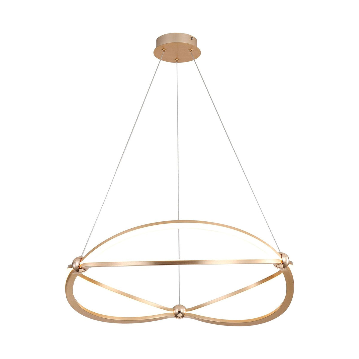 Golden Lighting Spirale 24in Integrated LED Chandelier | Modern Anodized Gold Aluminum and Steel | Dining Room & Foyer | Model 7916-24 AGL