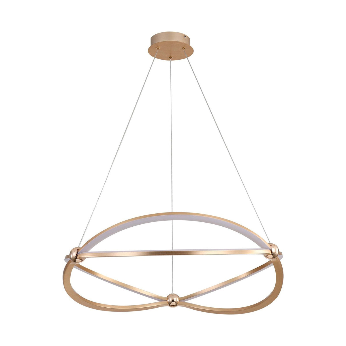 Golden Lighting Spirale 24in Integrated LED Chandelier | Modern Anodized Gold Aluminum and Steel | Dining Room & Foyer | Model 7916-24 AGL