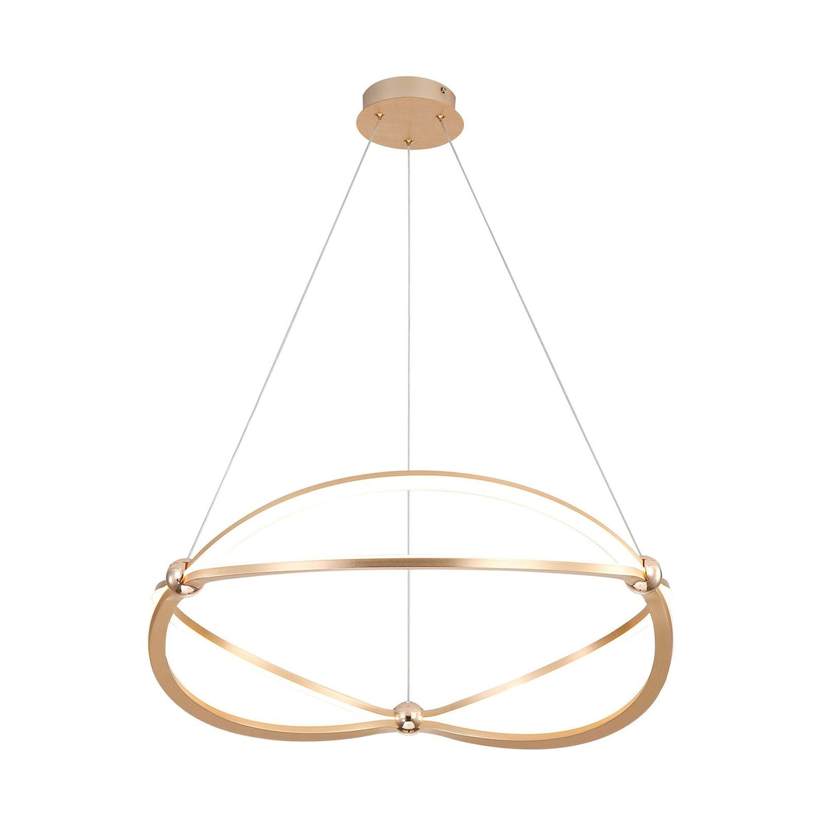 Golden Lighting Spirale 24in Integrated LED Chandelier | Modern Anodized Gold Aluminum and Steel | Dining Room & Foyer | Model 7916-24 AGL