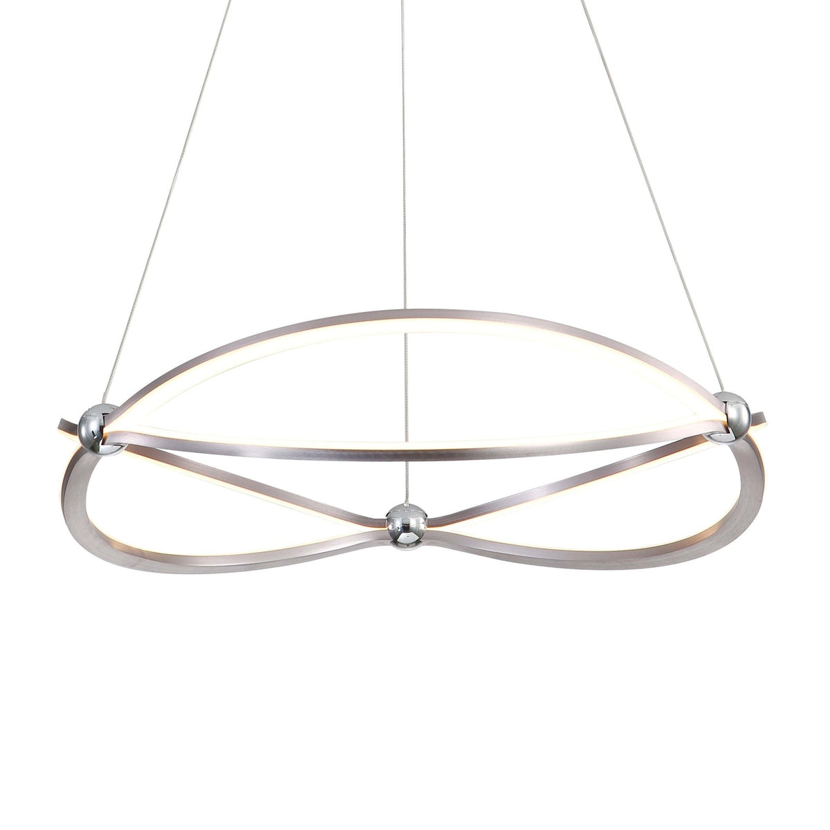 Golden Lighting Spirale 24in Integrated LED Chandelier | Modern Satin Nickel Aluminum and Steel | Dining Room & Foyer | Model 7916-24 SNC