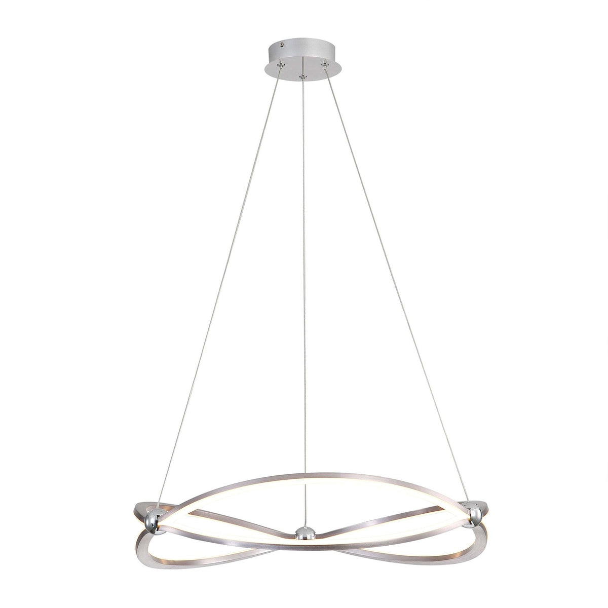 Golden Lighting Spirale 24in Integrated LED Chandelier | Modern Satin Nickel Aluminum and Steel | Dining Room & Foyer | Model 7916-24 SNC