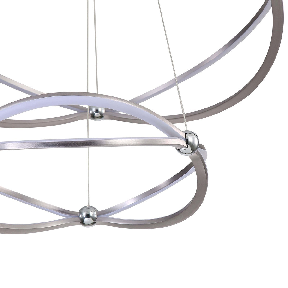 Golden Lighting Spirale 32in 2-Tier LED Chandelier | Modern Satin Nickel Aluminum and Steel | Dining Room & Foyer | Model 7916-32-19 SNC