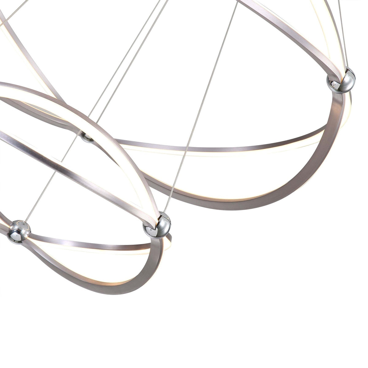 Golden Lighting Spirale 32in 2-Tier LED Chandelier | Modern Satin Nickel Aluminum and Steel | Dining Room & Foyer | Model 7916-32-19 SNC