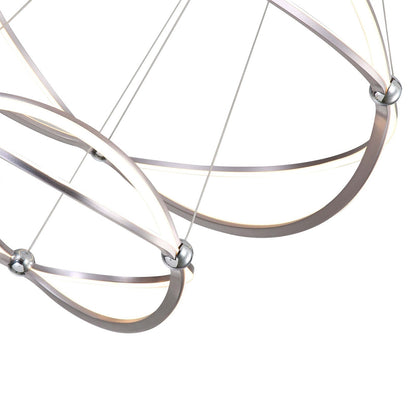 Golden Lighting Spirale 32in 2-Tier LED Chandelier | Modern Satin Nickel Aluminum and Steel | Dining Room & Foyer | Model 7916-32-19 SNC