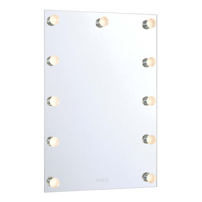 Golden Lighting StarLight 24in Lighted Vanity Mirror | Modern Matte White Steel and Clear Acrylic Globe | Bathroom & Dressing | Model 8195-24M WHT-A