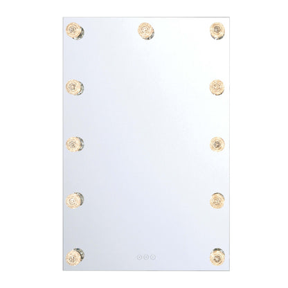 Golden Lighting StarLight 24in LED Lighted Mirror | Modern Matte White Steel | Bathroom & Vanity | 24 x 36 in, Wall Mount | Model 8195-24M WHT-B