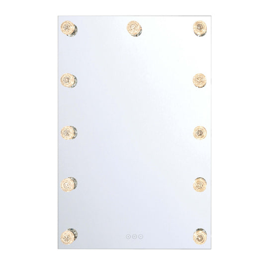 Golden Lighting StarLight 24in LED Lighted Mirror | Modern Matte White Steel | Bathroom & Vanity | 24 x 36 in, Wall Mount | Model 8195-24M WHT-B