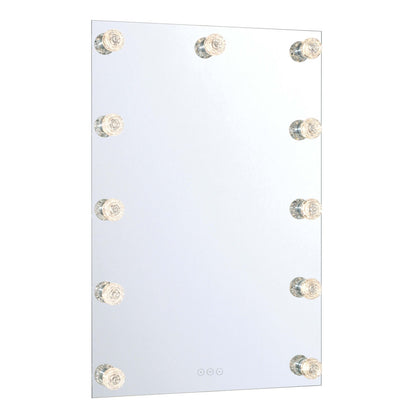 Golden Lighting StarLight 24in LED Lighted Mirror | Modern Matte White Steel | Bathroom & Vanity | 24 x 36 in, Wall Mount | Model 8195-24M WHT-B