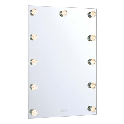 Golden Lighting Starlight 24in LED Lighted Mirror | Modern Matte White and Cut Crystal | Bathroom & Dressing Room Vanity | Model 8195-24M WHT-C