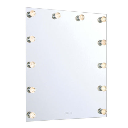 Golden Lighting StarLight 30in Lighted Mirror | Modern Matte White Steel with Cut Crystal Diffusers | Bathroom & Dressing Room | Model 8195-30M WHT-C