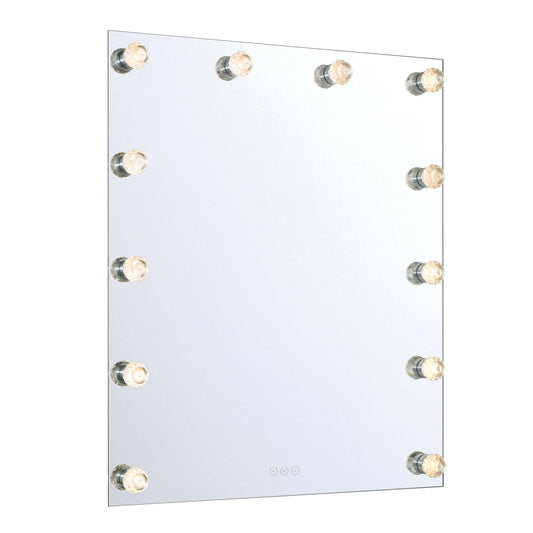 Golden Lighting StarLight 30in Lighted Mirror | Modern Matte White Steel with Cut Crystal Diffusers | Bathroom & Dressing Room | Model 8195-30M WHT-C