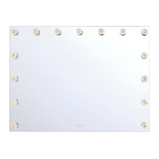 Golden Lighting StarLight 48in Lighted Mirror | Modern Matte White and Clear Glass Rose | Bathroom Vanity & Dressing Room | Model 8195-48M WHT-B