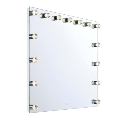 Golden Lighting StarLight 48in LED Lighted Mirror | Modern Matte White Steel and Cut Crystal | Bathroom & Dressing Room | Model 8195-48M WHT-C