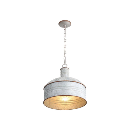 Golden Lighting Tinsmith 15in 1-Light Pendant | Rustic Aged Galvanized Steel and Galvanized Steel | Kitchen & Dining Room | Model 8801-M1L AGV-GV