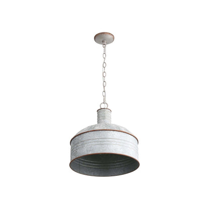 Golden Lighting Tinsmith 15in 1-Light Pendant | Rustic Aged Galvanized Steel and Galvanized Steel | Kitchen & Dining Room | Model 8801-M1L AGV-GV
