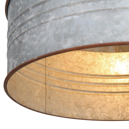 Golden Lighting Tinsmith 15in 1-Light Pendant | Rustic Aged Galvanized Steel and Galvanized Steel | Kitchen & Dining Room | Model 8801-M1L AGV-GV
