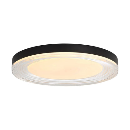 Golden Lighting Ondulada 16in LED Flush Mount | Modern Sand Black and Clear Glass | Hallway & Low Ceiling | Model 9518-16 SNB-CLR