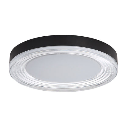 Golden Lighting Ondulada 16in LED Flush Mount | Modern Sand Black and Clear Glass | Hallway & Low Ceiling | Model 9518-16 SNB-CLR