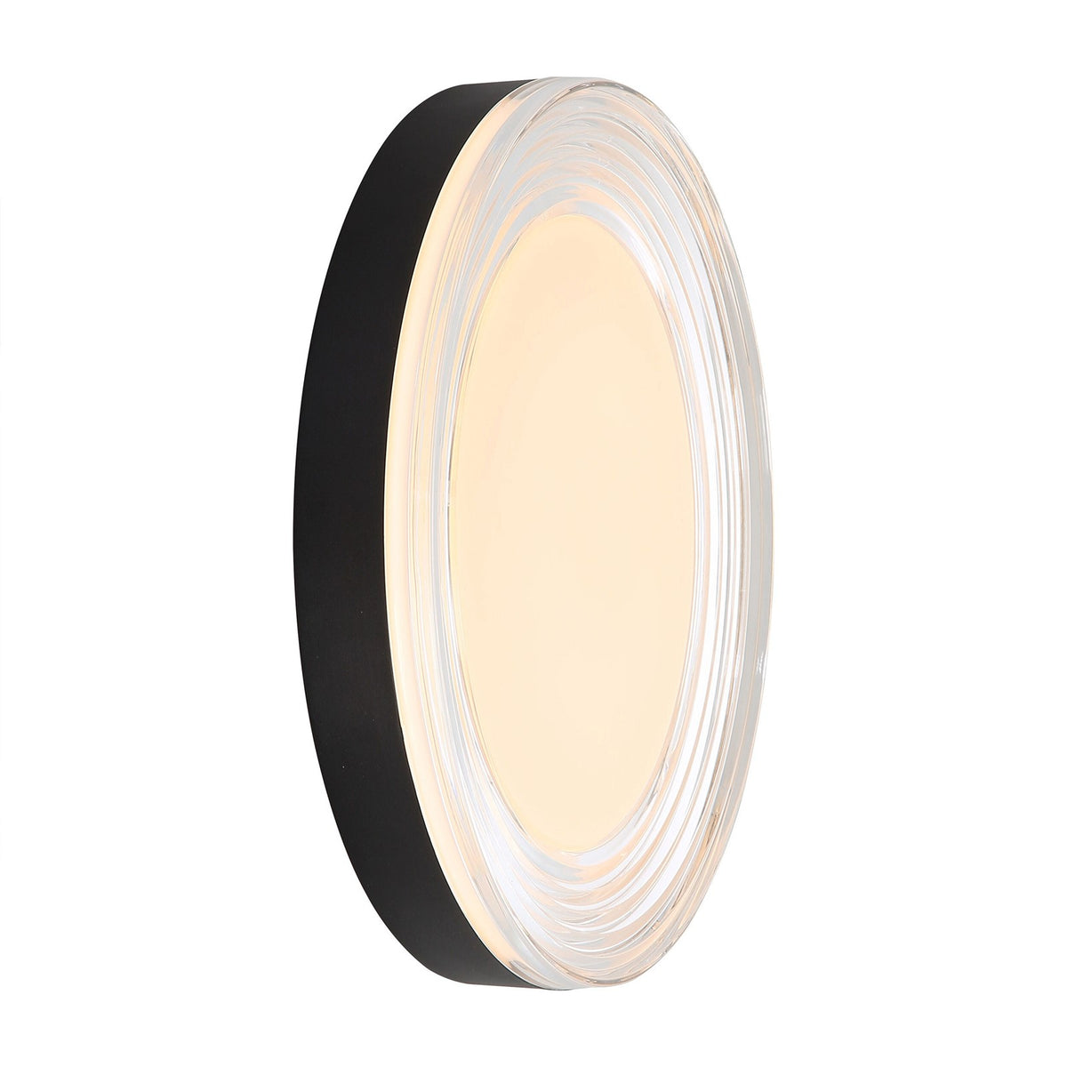 Golden Lighting Ondulada 16in LED Flush Mount | Modern Sand Black and Clear Glass | Hallway & Low Ceiling | Model 9518-16 SNB-CLR