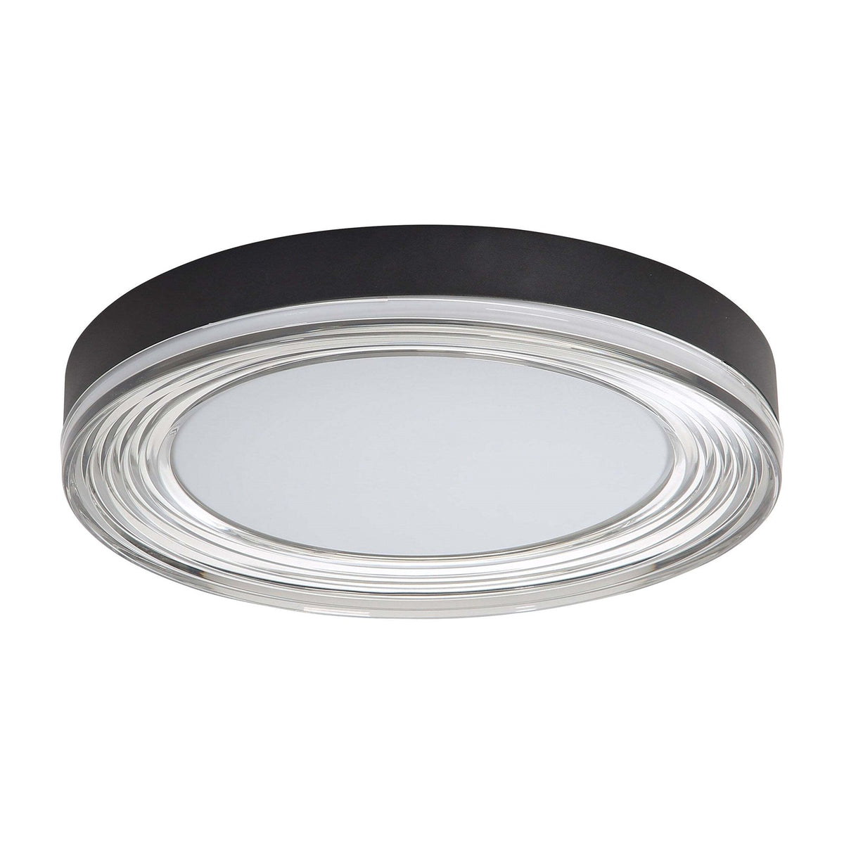 Golden Lighting Ondulada 16in LED Flush Mount | Modern Sand Black and Smoky Acrylic | Hallway & Laundry Room | Model 9518-16 SNB-SMK