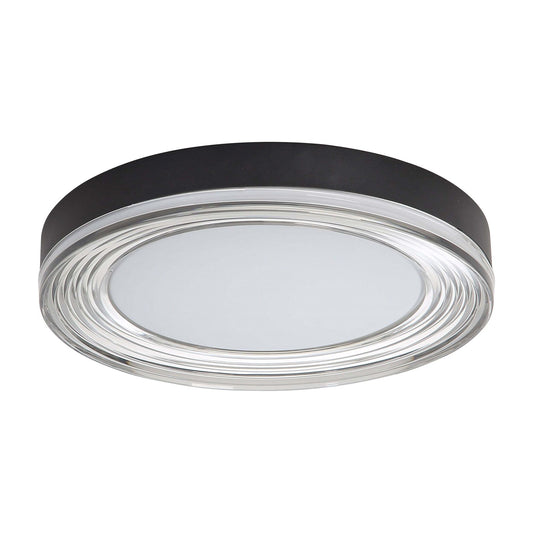 Golden Lighting Ondulada 16in LED Flush Mount | Modern Sand Black and Smoky Acrylic | Hallway & Laundry Room | Model 9518-16 SNB-SMK