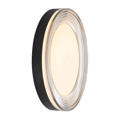 Golden Lighting Ondulada 16in LED Flush Mount | Modern Sand Black and Smoky Acrylic | Hallway & Laundry Room | Model 9518-16 SNB-SMK
