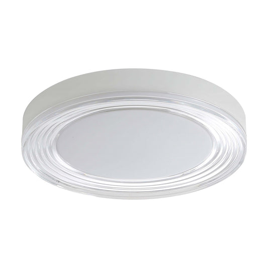 Golden Lighting Ondulada 16in Integrated LED Flush Mount | Modern Sand White and Clear Glass | Hallway & Bathroom | Model 9518-16 SNW-CLR