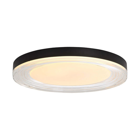 Golden Lighting Ondulada 20in Integrated LED Flush Mount | Modern Sand Black and Clear Glass | Hallway & Living Room Ceiling | Model 9518-20 SNB-CLR