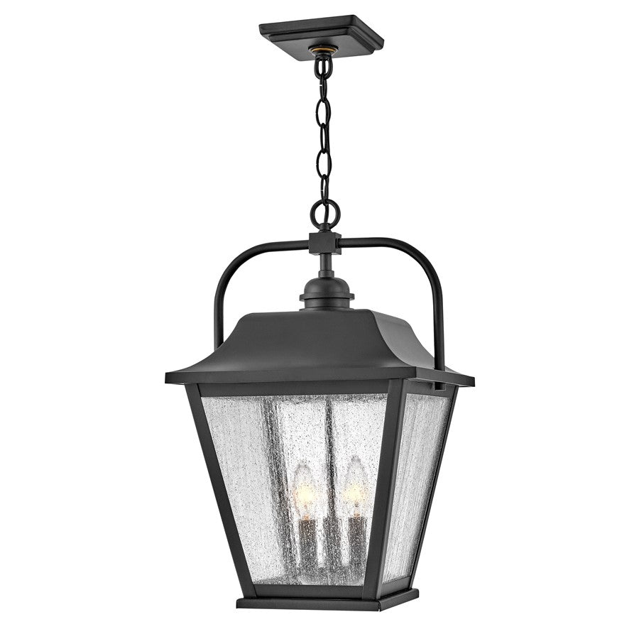 Hinkley Lighting Kingston 3 Light Outdoor Hanging, Black/Clear Seedy - 10012BK