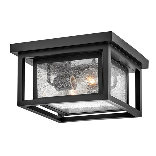Hinkley Lighting Republic 2Lt Outdoor Flush Mount, Black/Clear Seedy - 1003BK