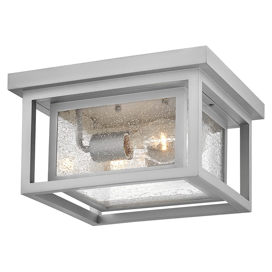 Hinkley Lighting Republic 2Lt Outdoor Flush Mount, Nickel/Clear Seedy - 1003SI