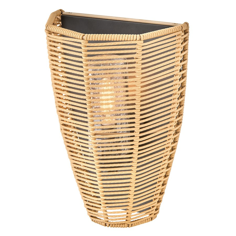 Hinkley Luca 1Lt 8" Outdoor Wall Sconce, Black/Natural/Clear Seedy