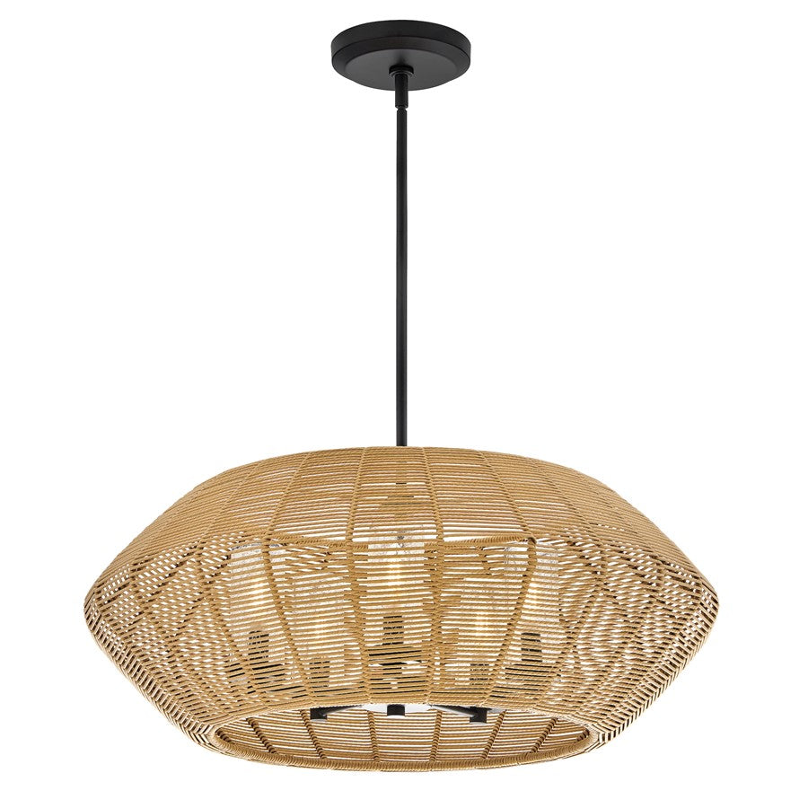 Hinkley Luca 5Lt 5" Outdoor Chandelier, Black/Camel/Clear Seedy - 10385BK-CML