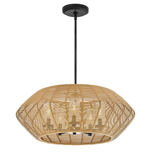 Hinkley Luca 5Lt 5" Outdoor Chandelier, Black/Camel/Clear Seedy - 10385BK-CML