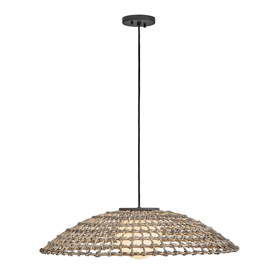 Hinkley Lighting Arlen 1Lt 30" Outdoor Hanging Pendant, Black/Rattan - 10395BK