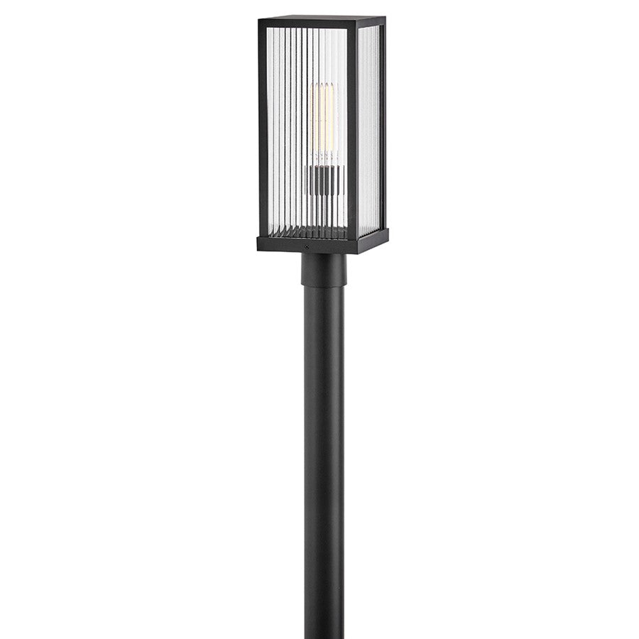 Hinkley Lighting Torrent 1Lt Outdoor Post Mount, Black/Clear Ribbed - 10601BK