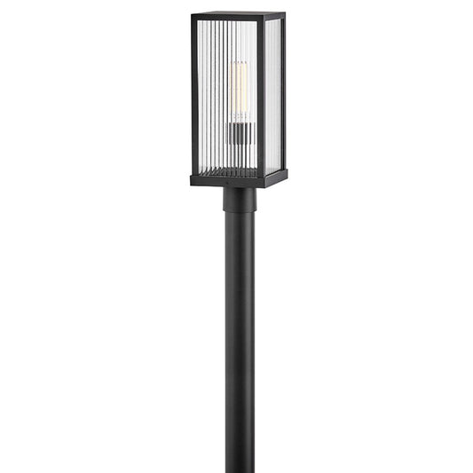 Hinkley Lighting Torrent 1Lt Outdoor Post Mount, Black/Clear Ribbed - 10601BK