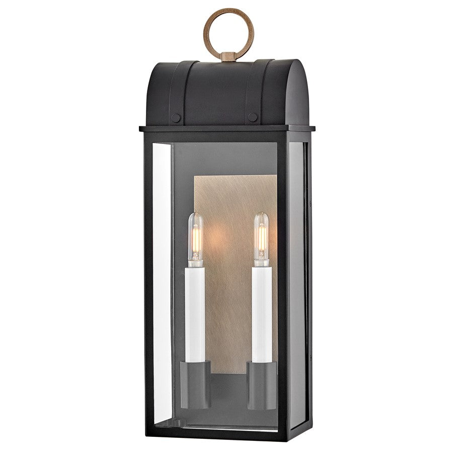 Hinkley Lighting Campbell 2Lt Outdoor 22" Wall Mount, Black/Clear - 10664BK-BU